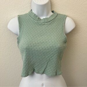 Heart and Hips Rubbed Knit Crop Top Womens M Green Sleeveless Pullover Blouse​​